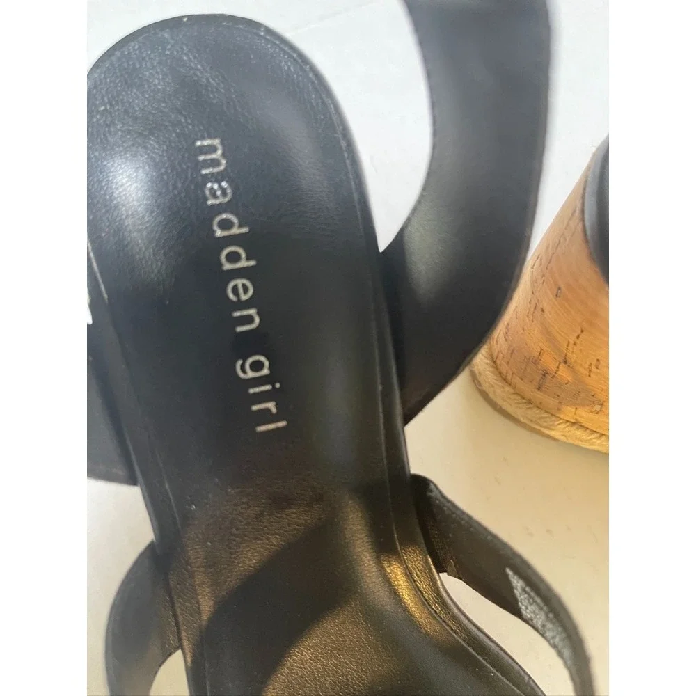 Madden Girl Maranda Womens 9M Sandal Stretch Strappy‎ Slip On Cork Wedge Heel